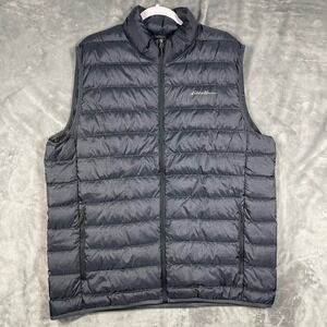 Eddie Bauer EB650 Mens Down Puffer Vest Charcoal Gray Tall XL XL-T Full Zip